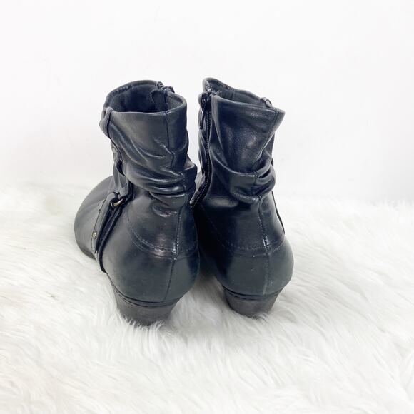 Cobb Hill 9 M Womens Black Leather Rouched Zip-up Booties - Picture 3 of 9